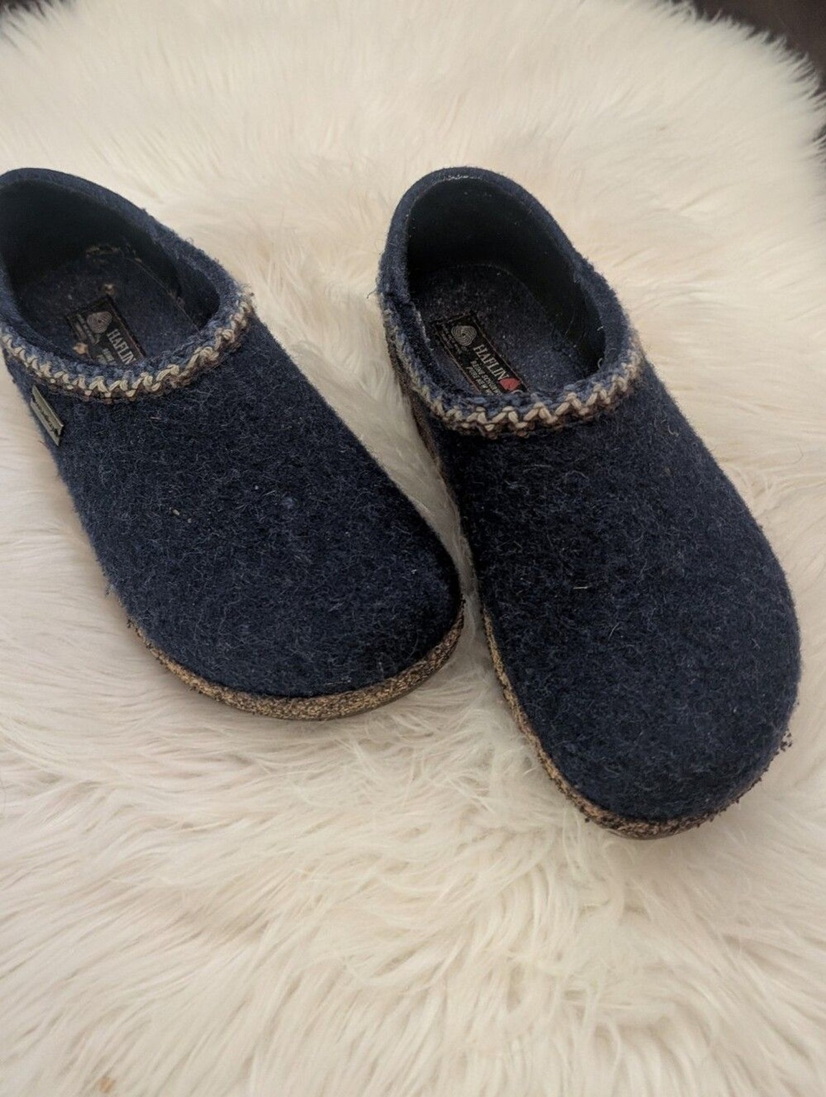 Grizzly GZH Captains Blue Haflinger Wool Felt Slip-On Clogs Size 38