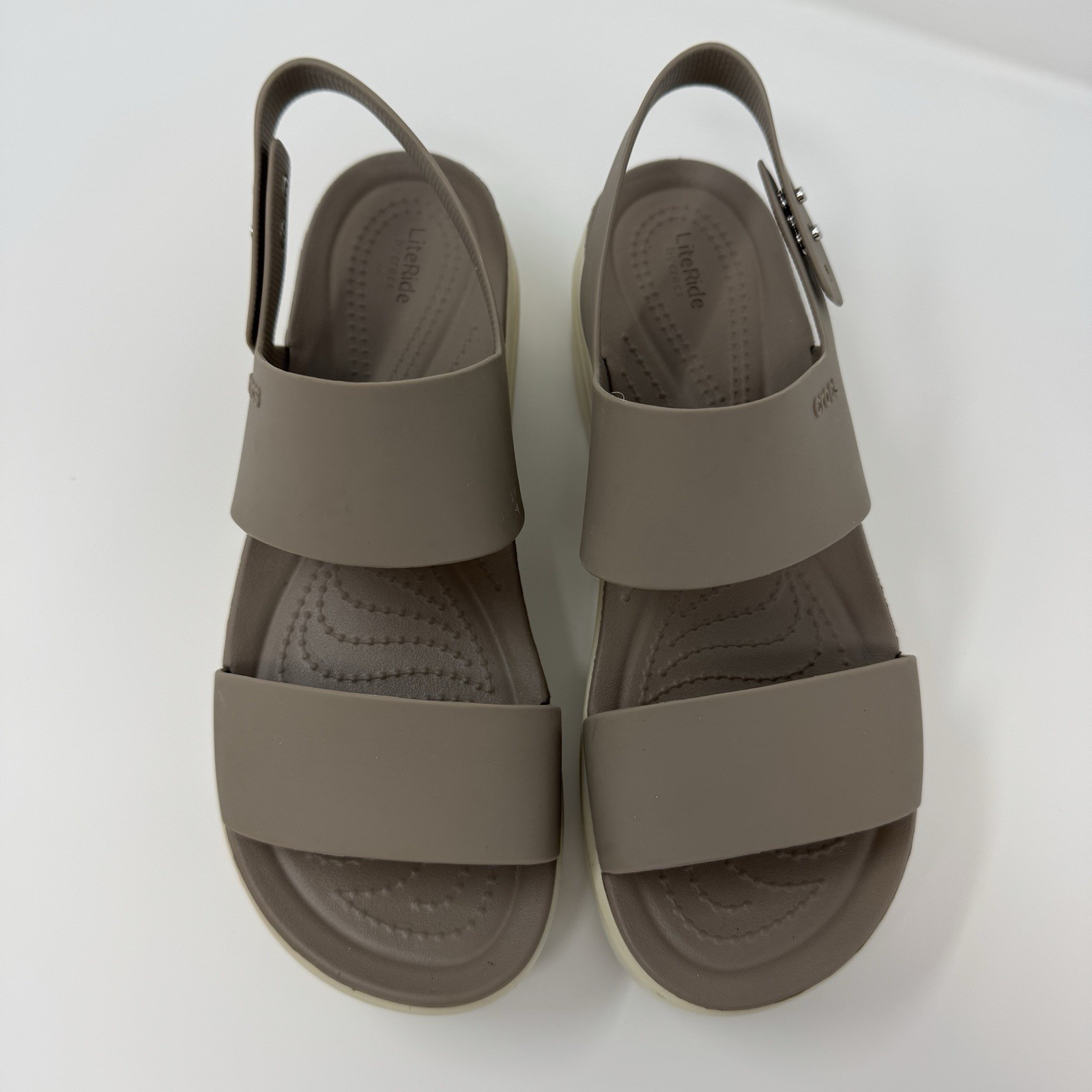 Crocs Brooklyn Platform Size 8 Color Tan Taupe Literide Slingback Adjustable