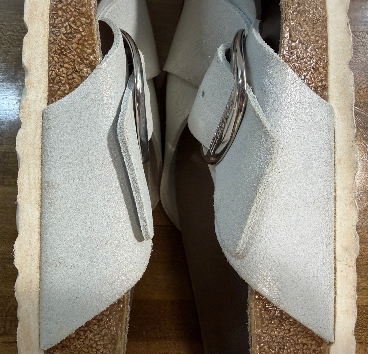 Birkenstock Siena Big Buckle Cross Strap Sandal Whitewash Metallic SZ42/US11W