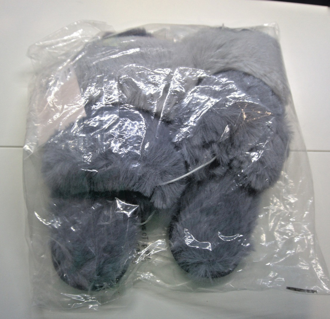 Lot of 4 – LC Lauren Conrad Double Band Faux Fur Slide Slippers Gray M 7/8
