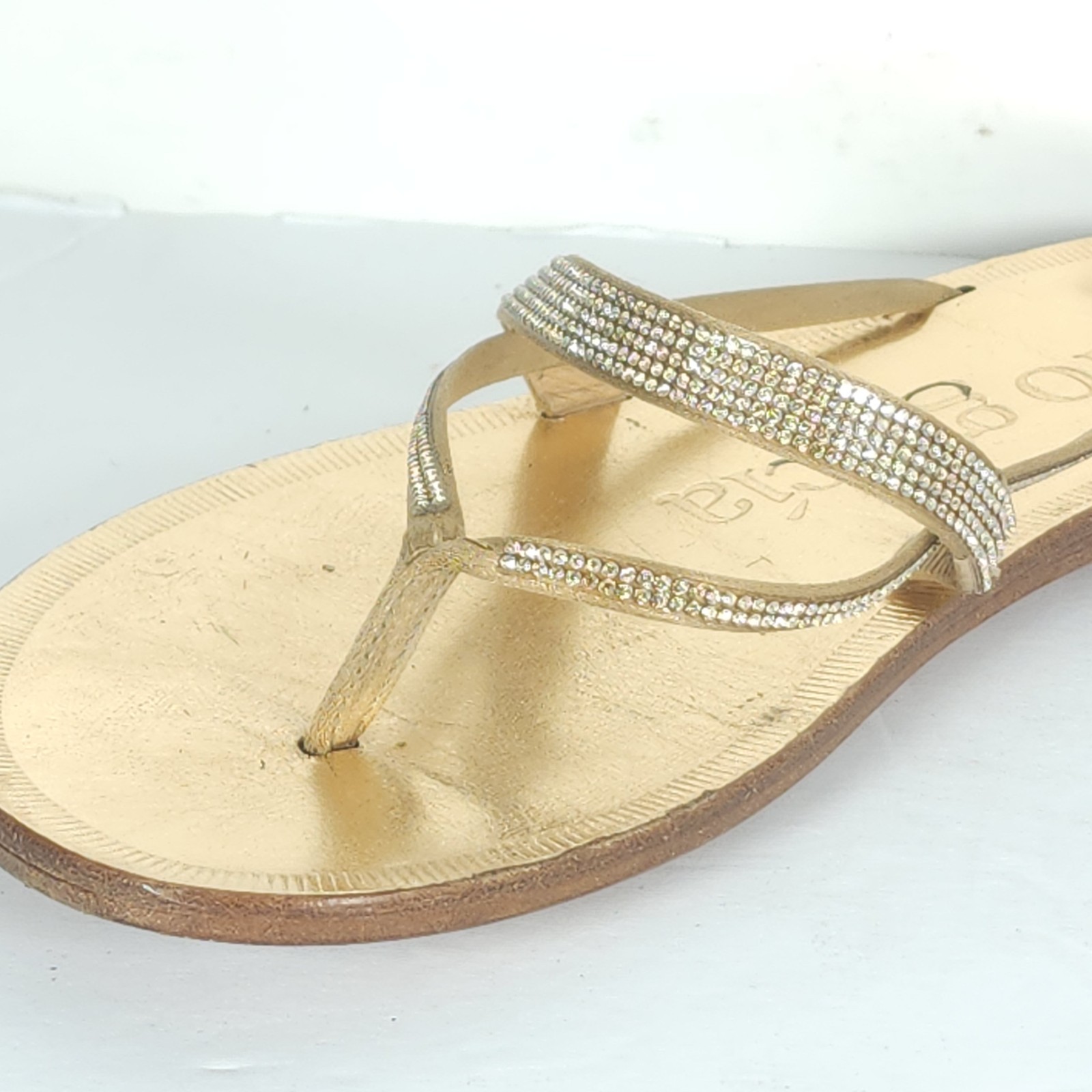 Pedro Garcia Women’s 36 US6 Gold Leather Swarovski Crystal Embellished Sandals
