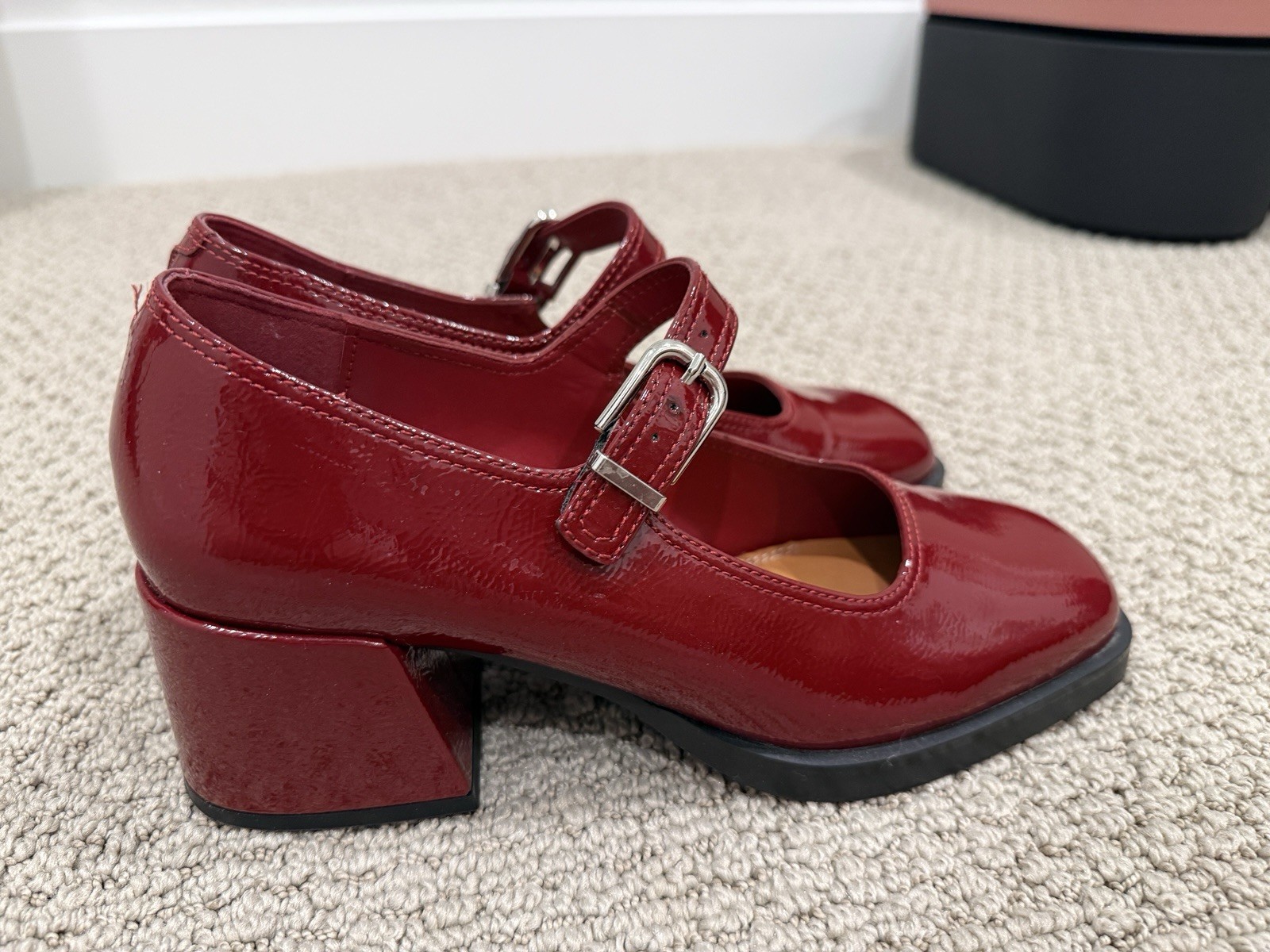 Steve Madden Lisbon Red Patent Mary Jane Platform Block Heel ~8