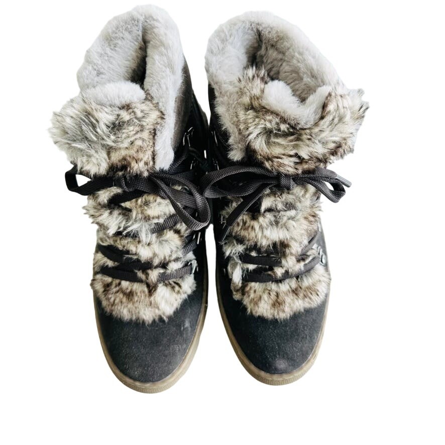 Cougar Daniel Suede Faux Fox Fur Waterproof Boot Pewter Grey NEW Size 36 / 6