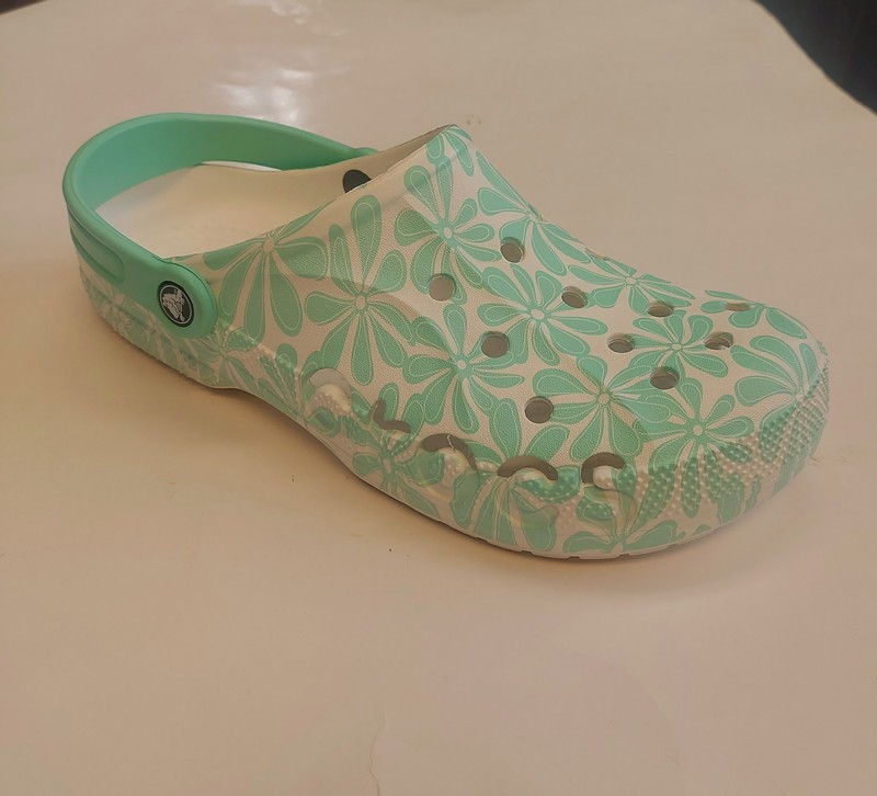Crocs Baya Seasonal Printed Clogs Womens Size 12 Mens 10 Green White Sandals New