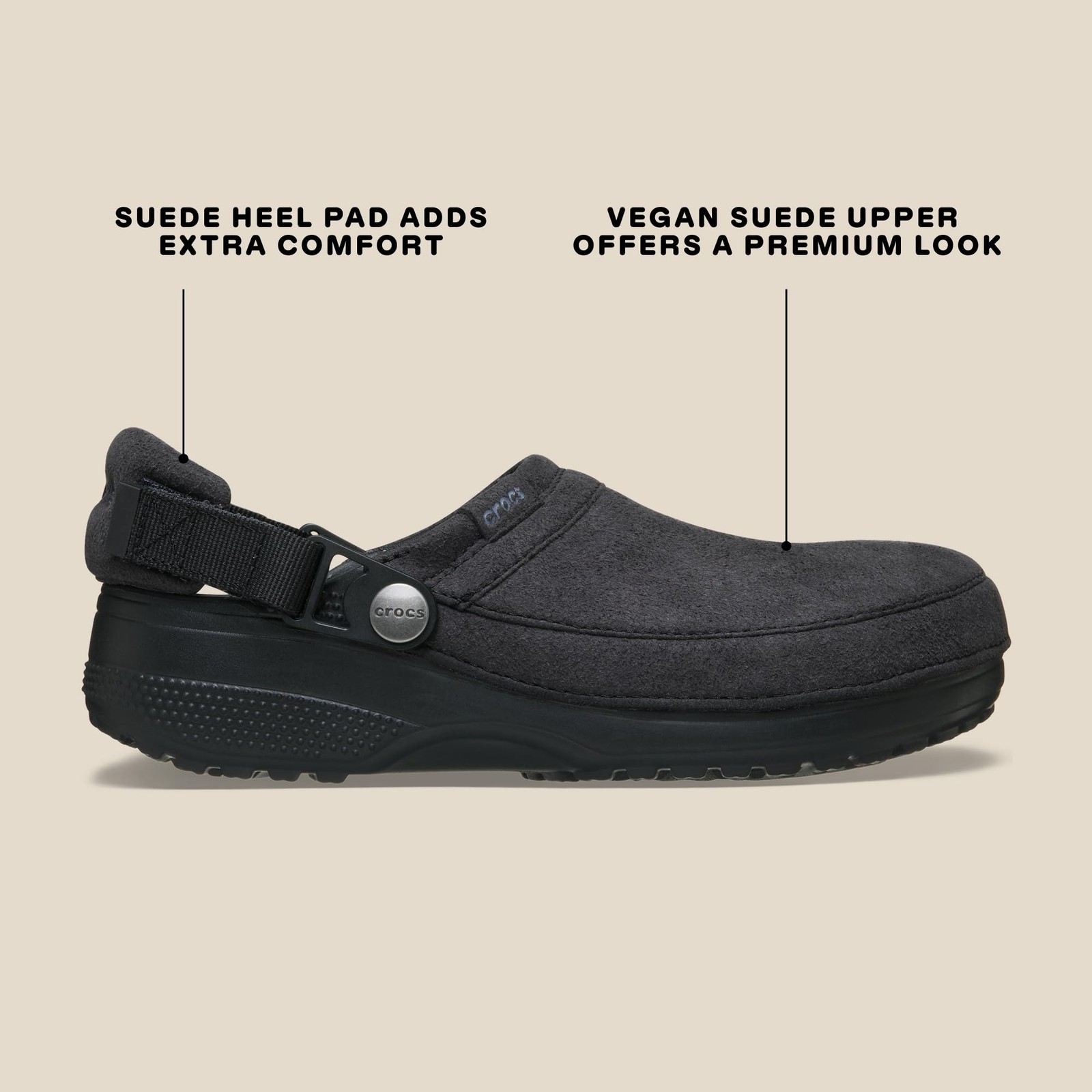 Crocs Unisex Classic Crafted Vegan Suede Clogs, Black Suede, 10 Women/8 Men, …