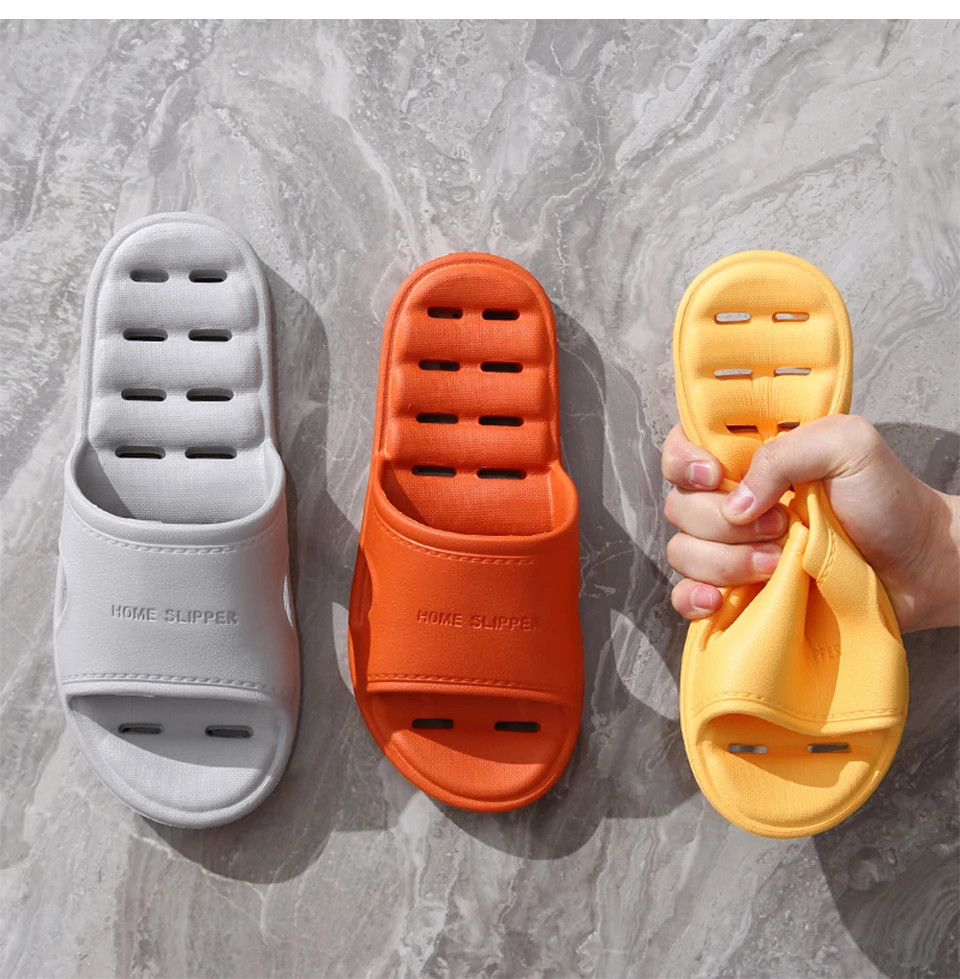 Unisex EVA Non Slip Soft Bottom Leaking Shower Man Woman Home Slippers Punching