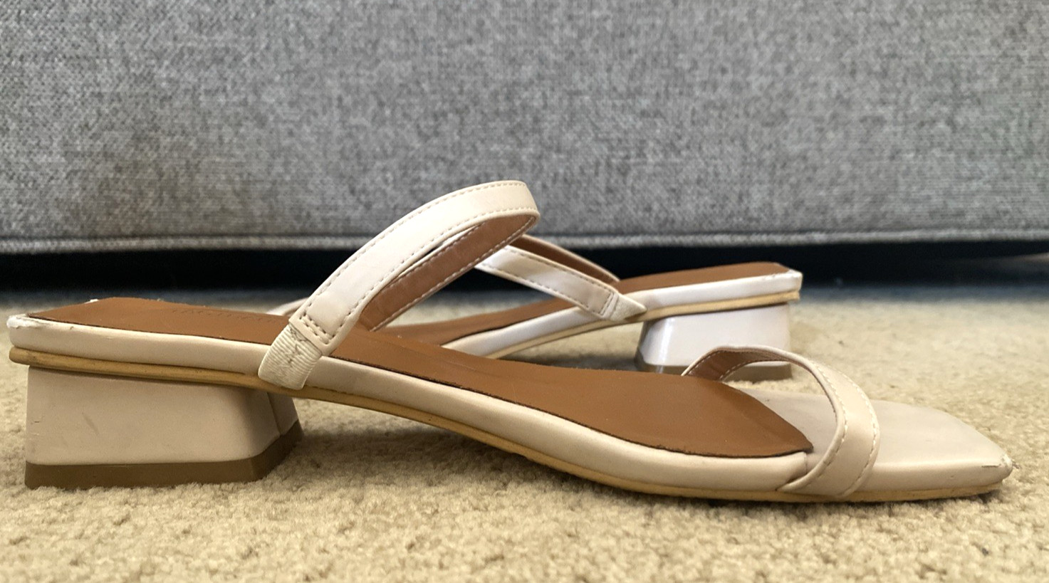 Korean Designer Tagtraume Beige Slides 230 US 6 Heels Sandals