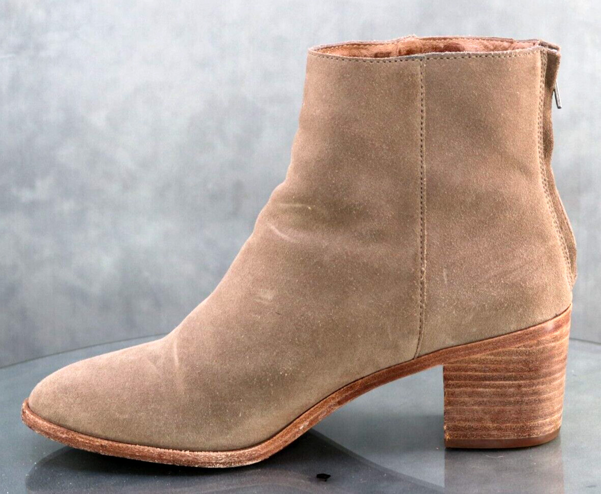 Madewell Pauline $140 Women’s Stacked Heel Booties Boots Size 9 Leather Tan