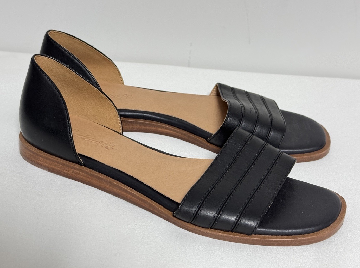 Madewell The Nelda Black Leather d’Orsay Flats Sz 9 M