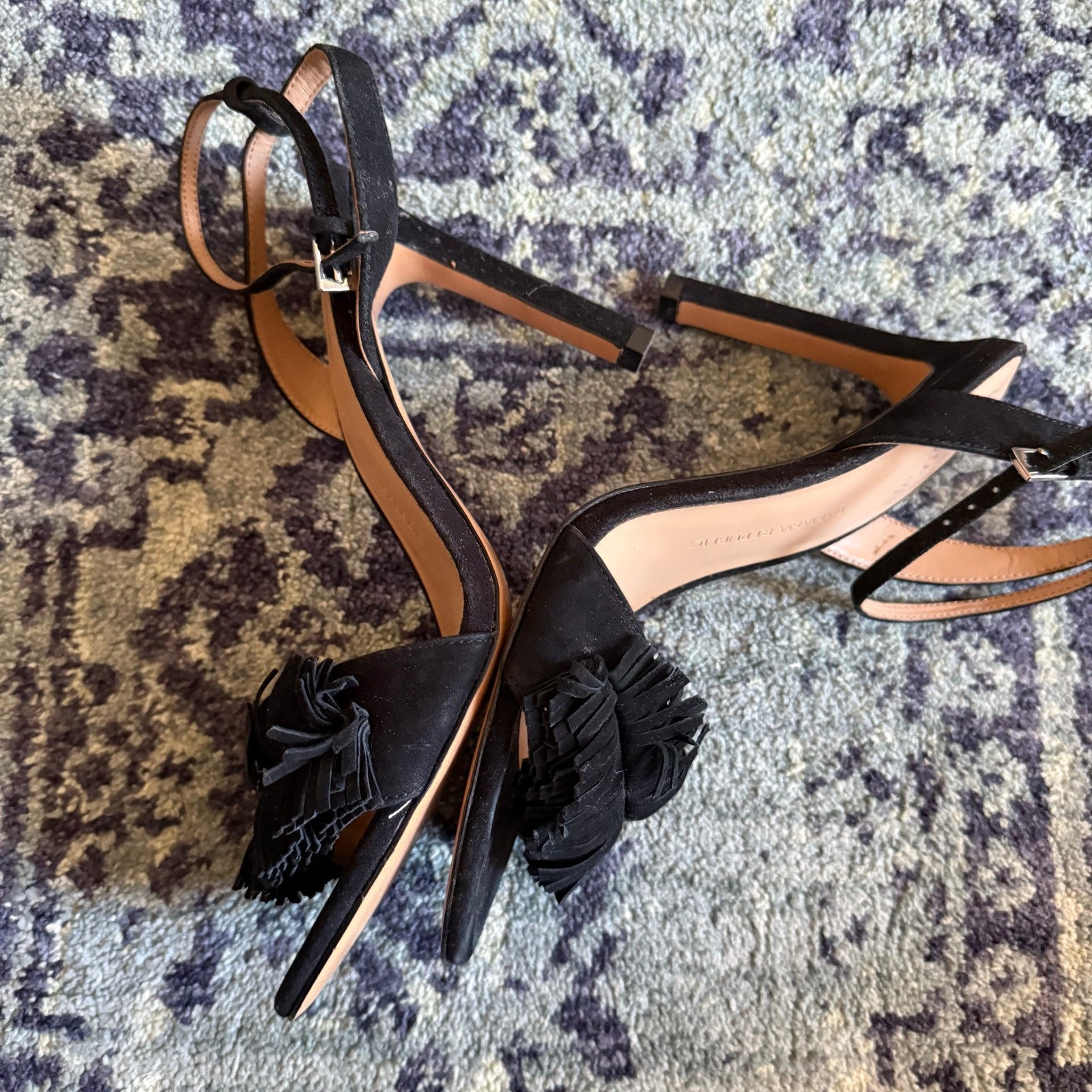 Banana Republic Black Honeysuckle Fringe Open Toe Heels Summer Going Out Preppy