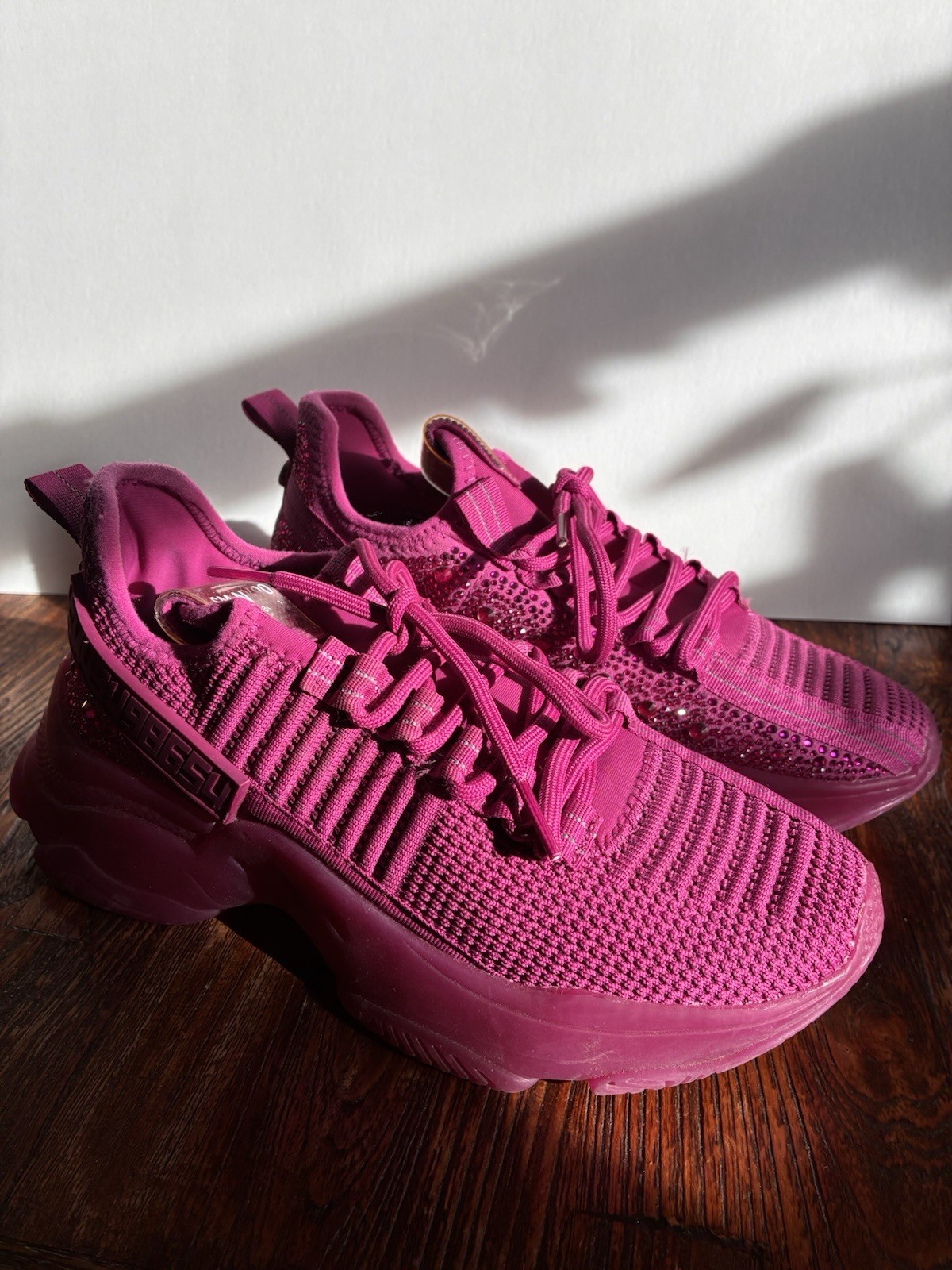 Steve Madden Women Size 7.5 SM NY90 PINK Maxima Chunky Sneaker Rhineston Sparkle