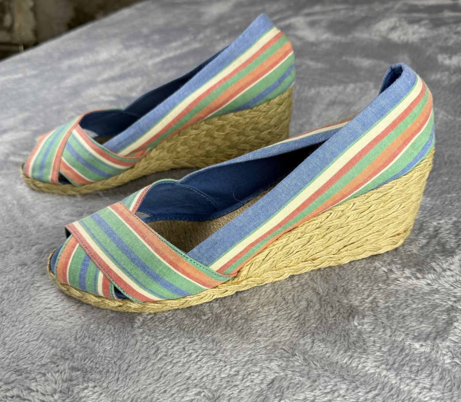 Ralph Lauren Multicolor Espadrille Wedge Sandals Women’s 9 B Summer Feminine