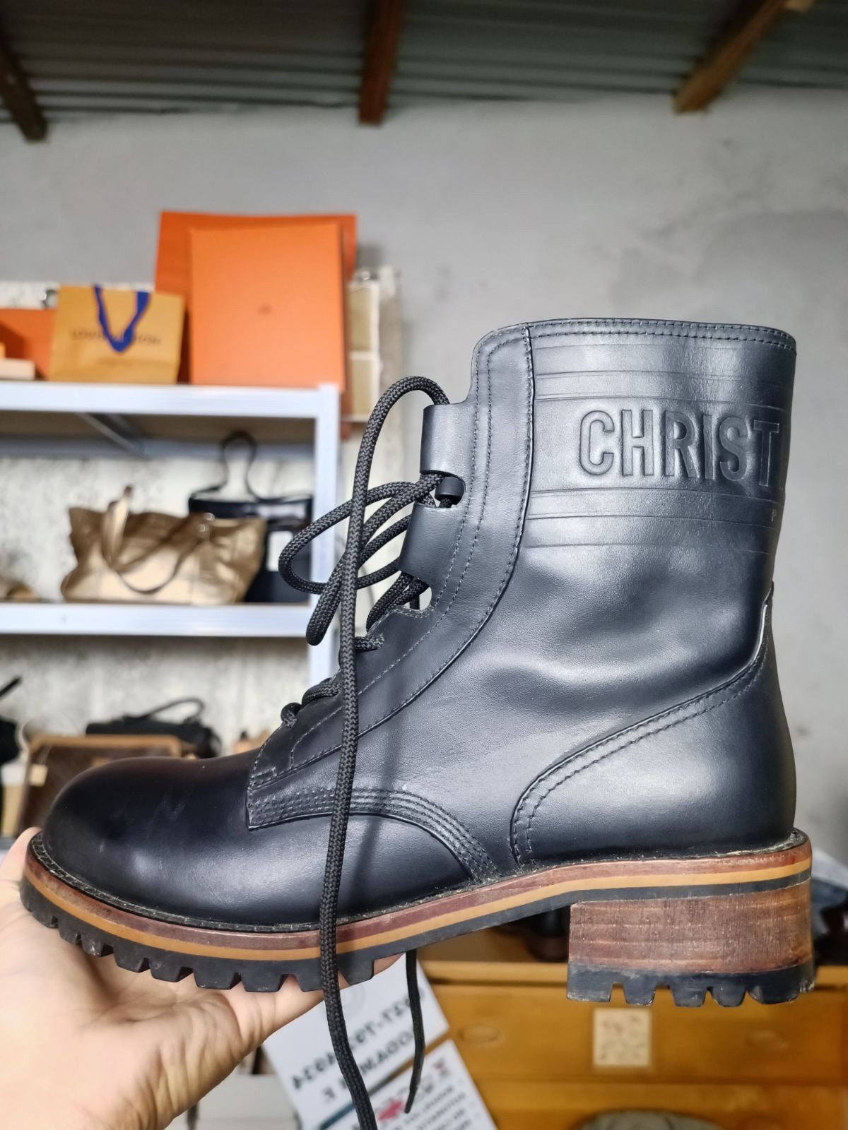 Christian Dior Black Leather Quest Combat Boots