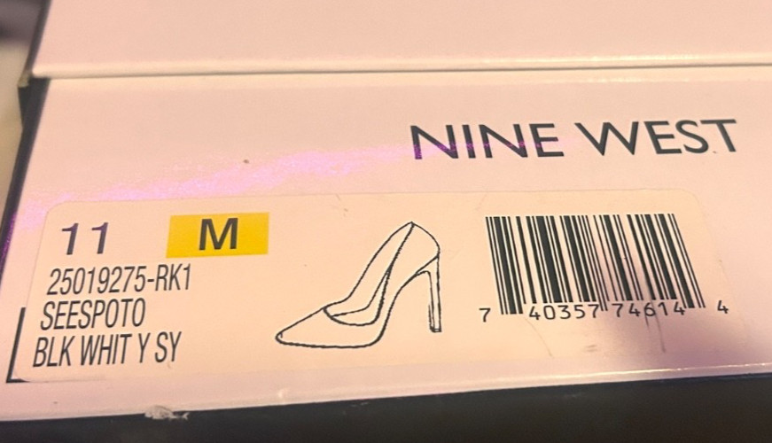 nine west heels size 11 black and white
