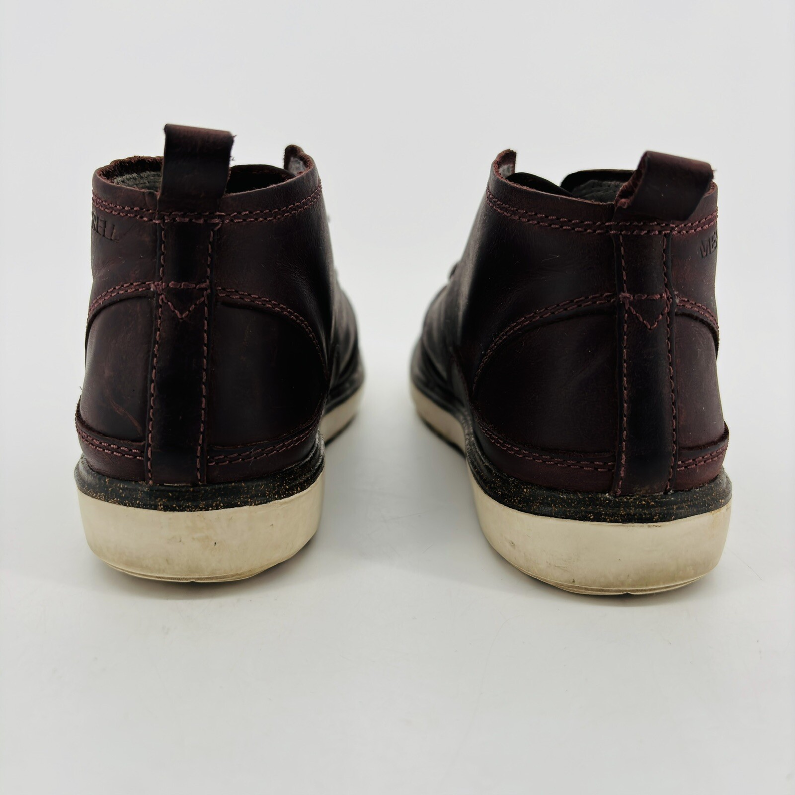 Women’s 7 Merrell Huckleberry Chukka Boots Red Leather Pull Tab Ankle Lace Up