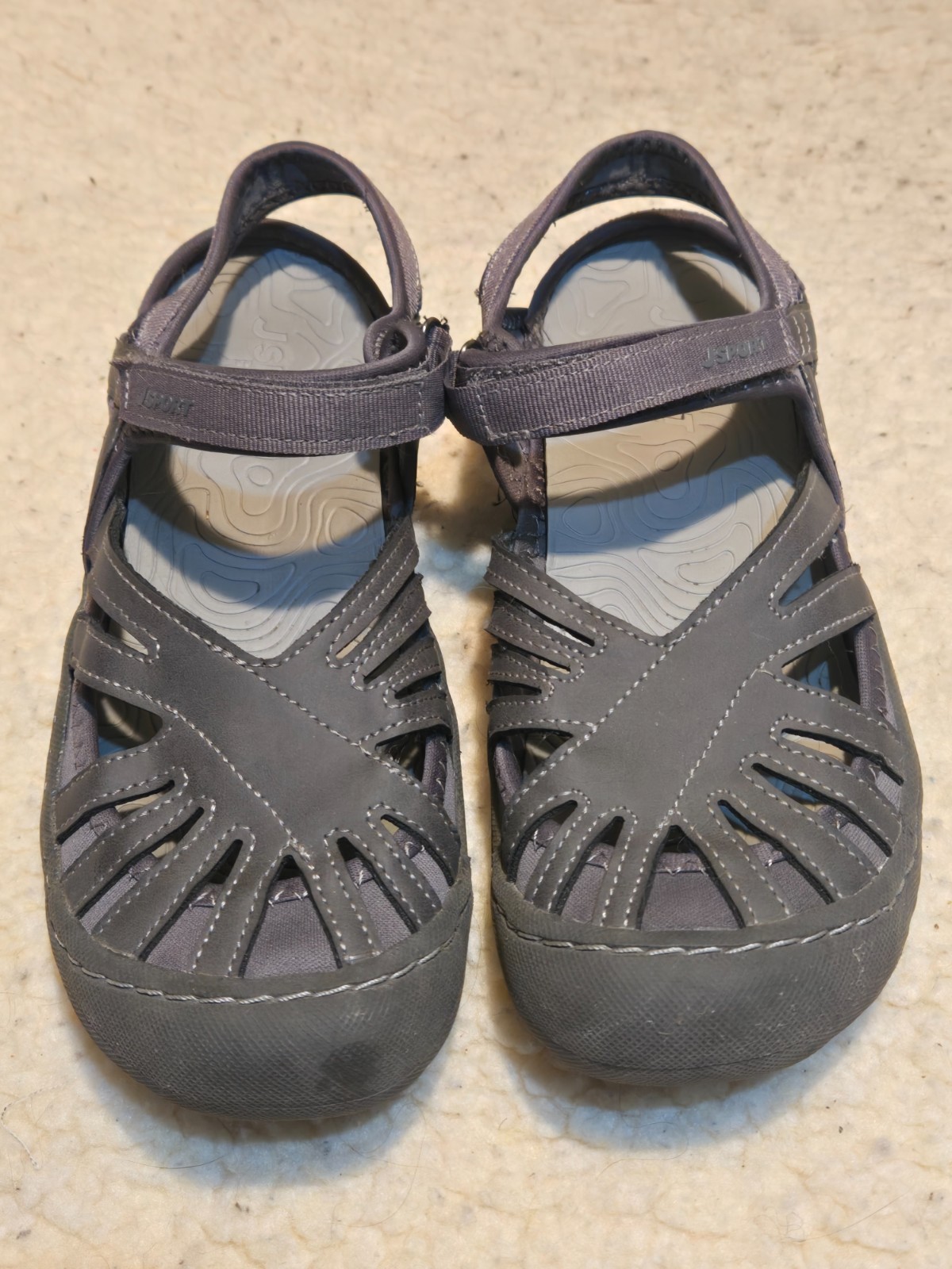 Jsport By Jambu Women’s Size 8 M Gray Poppy Sandals Closed-Toe Adjustable
