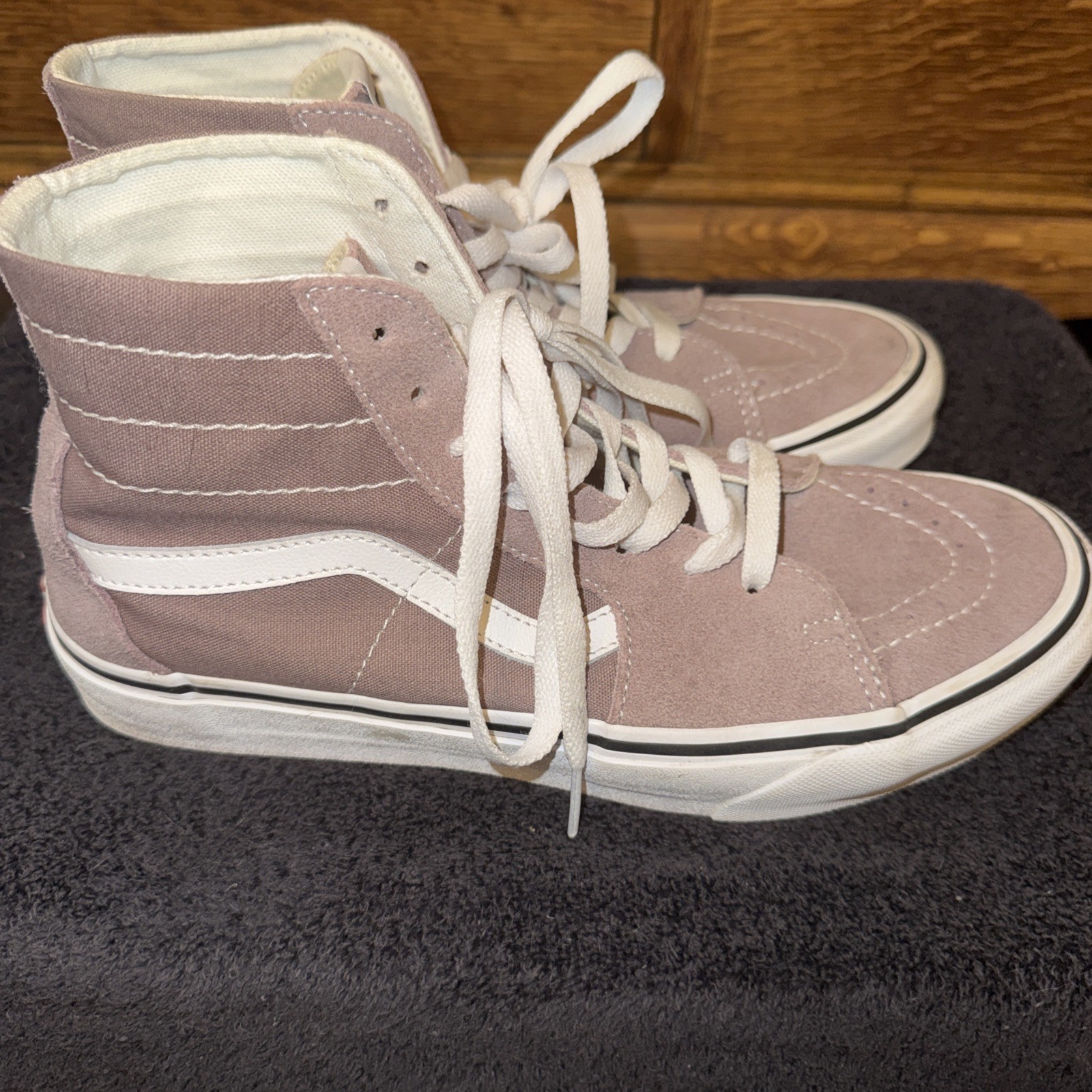 Vans Sk8 Hi Tapered Women’s 10.0 or men’s 8.5 Pink Rose Smoke Canvas Skate Shoes