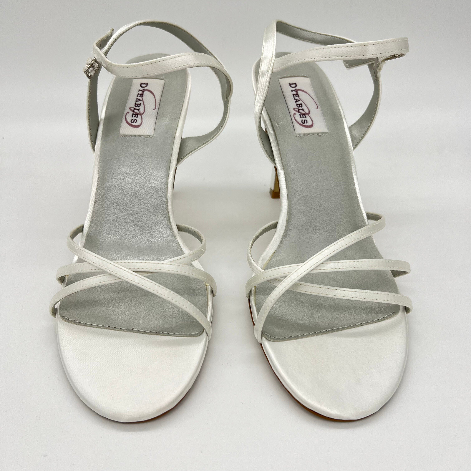 Dyeables Women Ankle Loop Satin Buckle Slingback Fashion Sandals White Satin 9B
