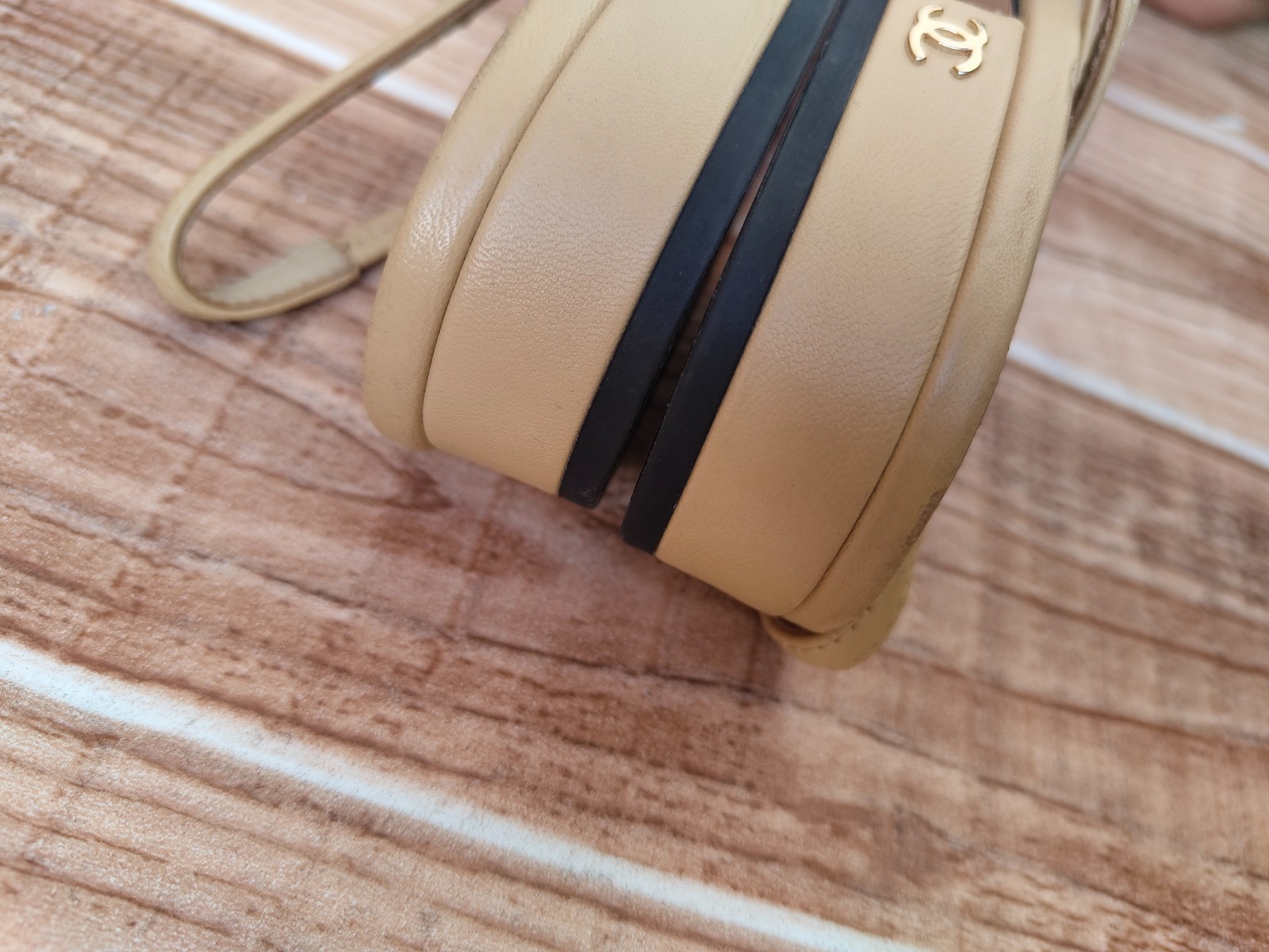 CHANEL Slingback Grosgrain CC Cap-toe Beige Black Leather Flats EU 39 US 8.5
