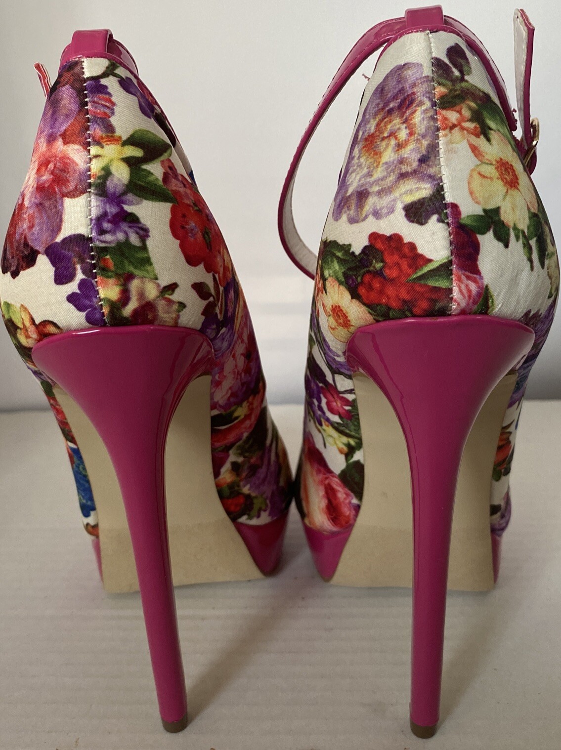 Madison By Shoe Dazzle Women’s SZ 7 Pink Floral Patent Leather Stiletto Heel