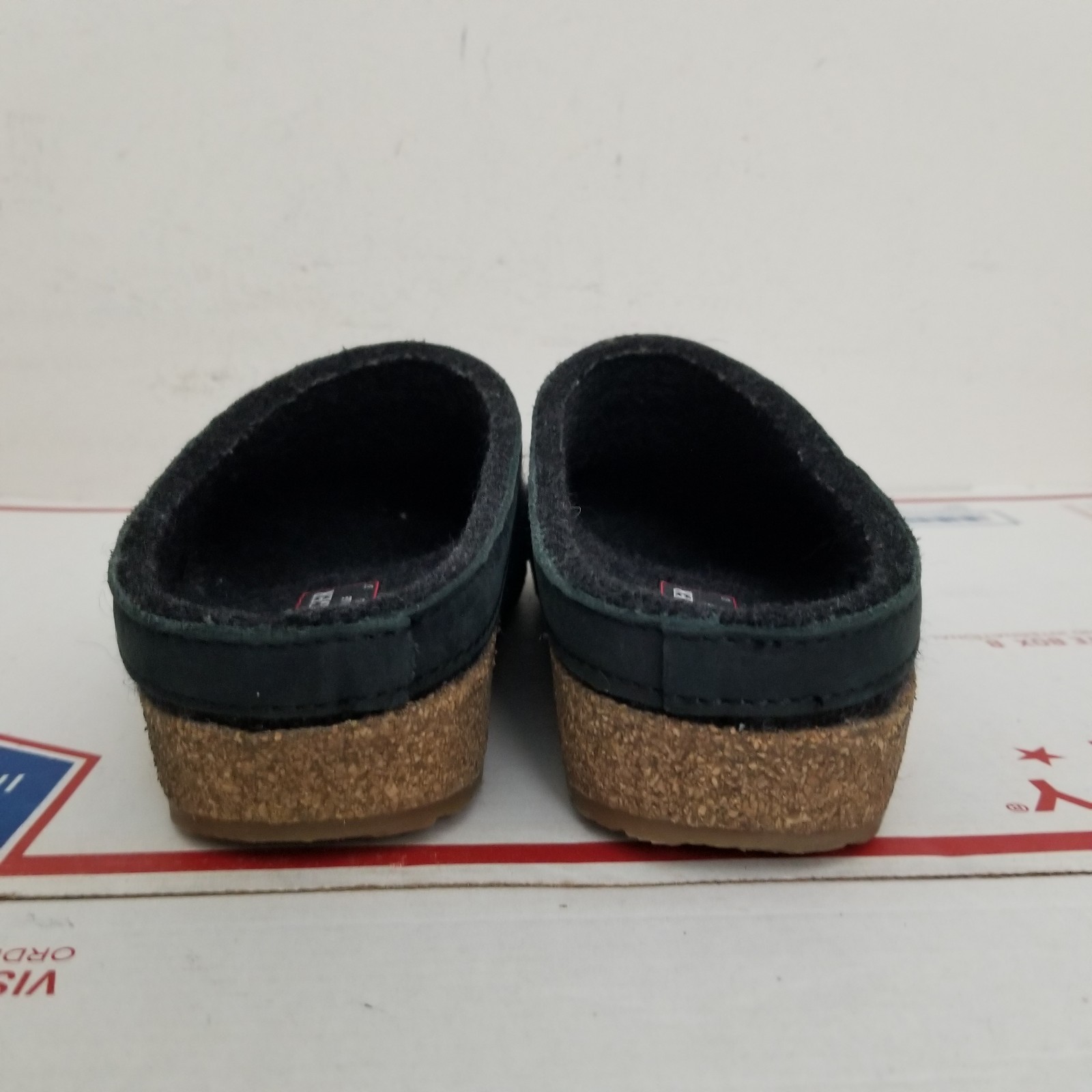 Haflinger Grizzly Clogs Shoes Size 37 US 6 Black Wool Leather Trim Slippers GZ