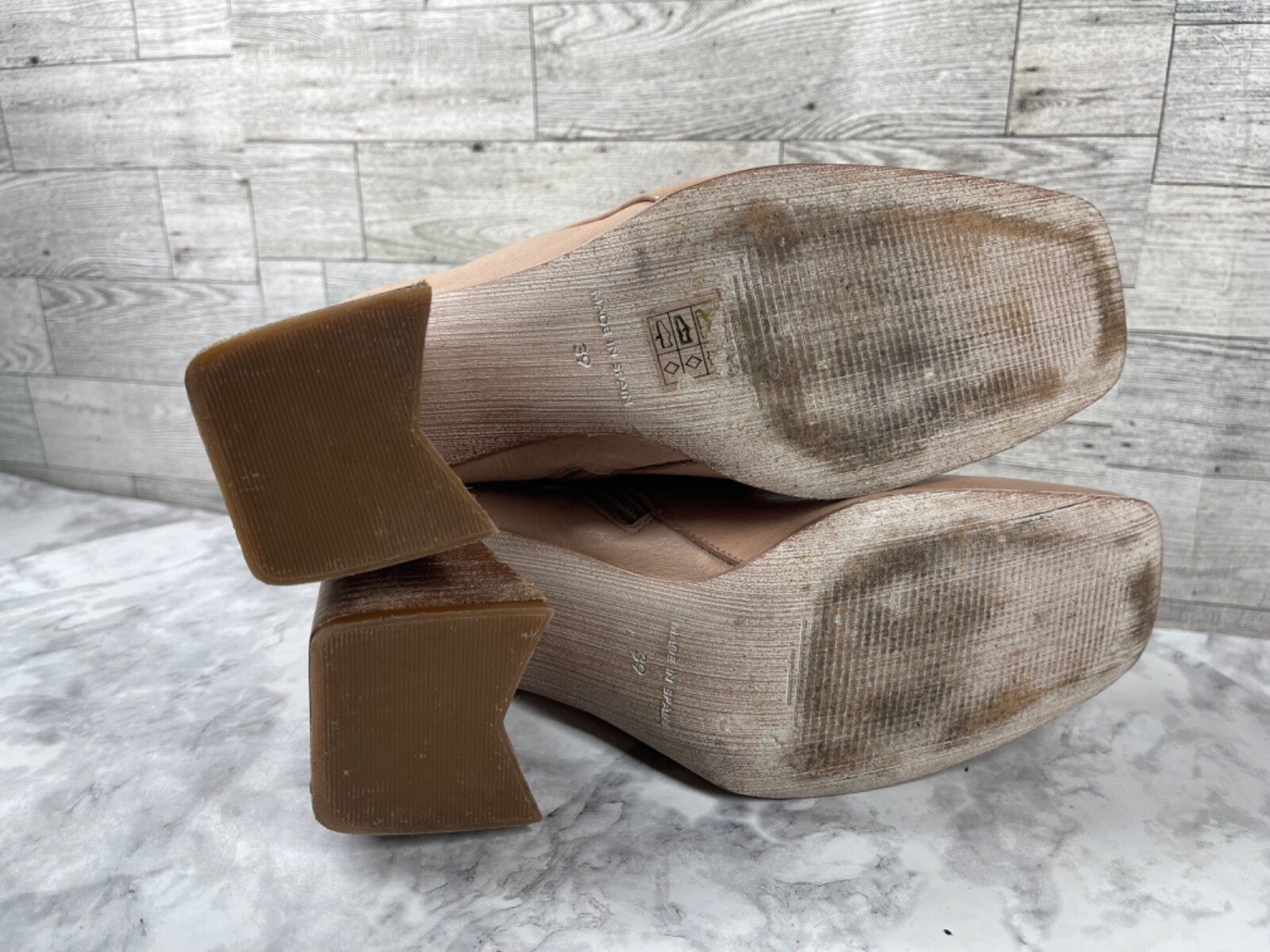 Free People x Farylrobin Marley Boots Women 8.5M Shoe Brown Leather Block Square