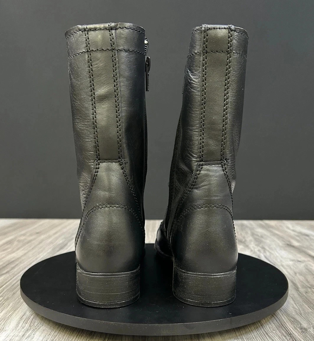 Steve Madden Troopa Combat Boots Black Leather Lace Up Womens Size 6.5 NEW