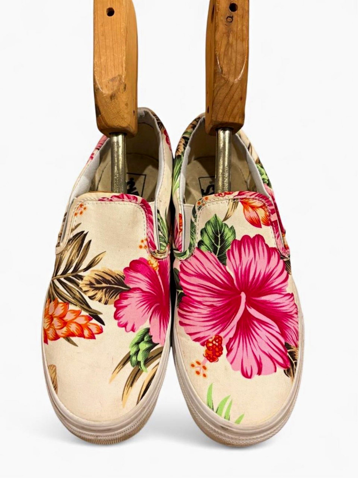 Vans Slip-On Tropical Floral Hibiscus Canvas Sneakers Women 7.5 Men 6 EU 38