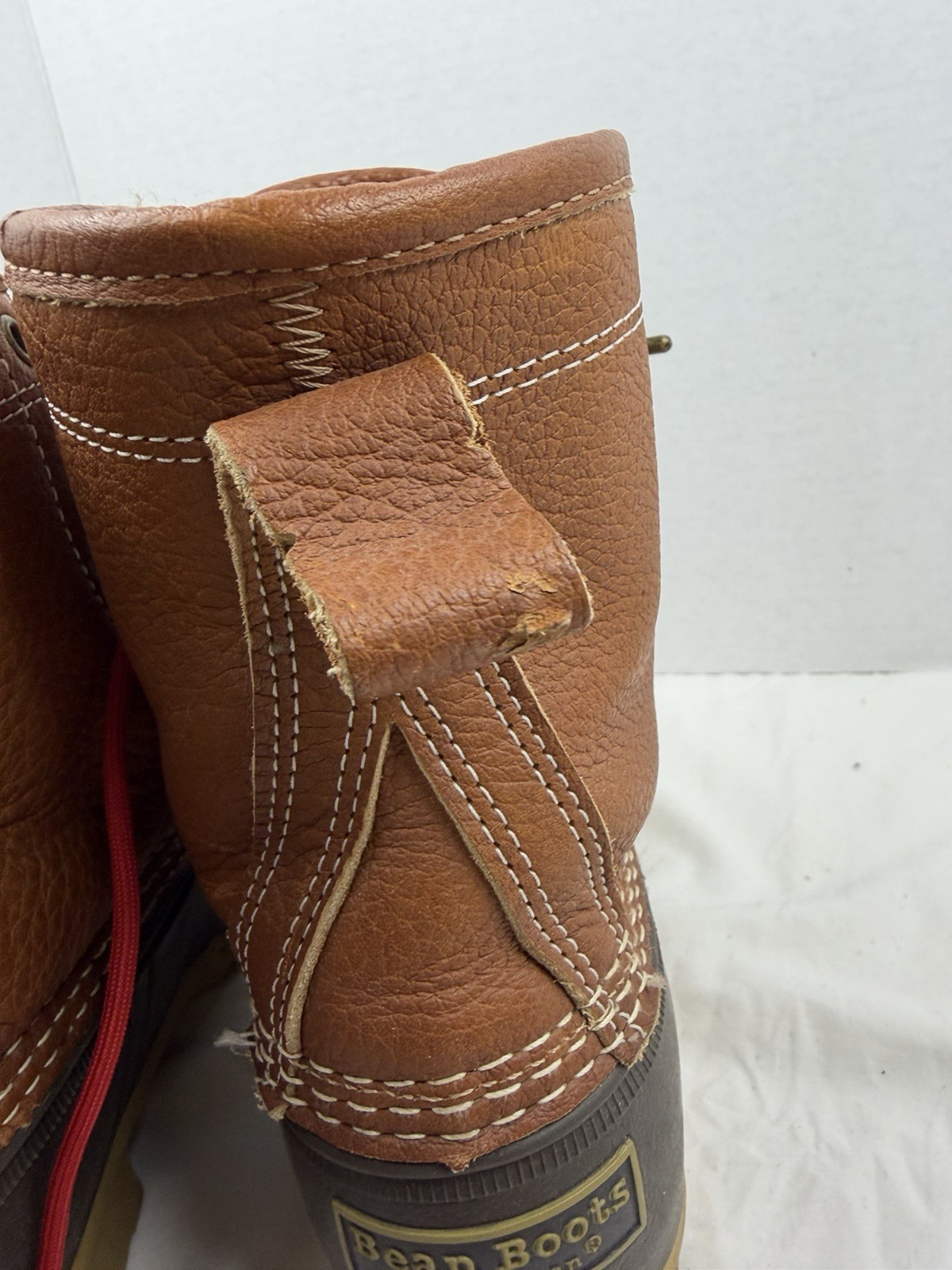 L.L.Bean Bean Boots Shearling Lined Brown Leather Duck Boots Made In Maine