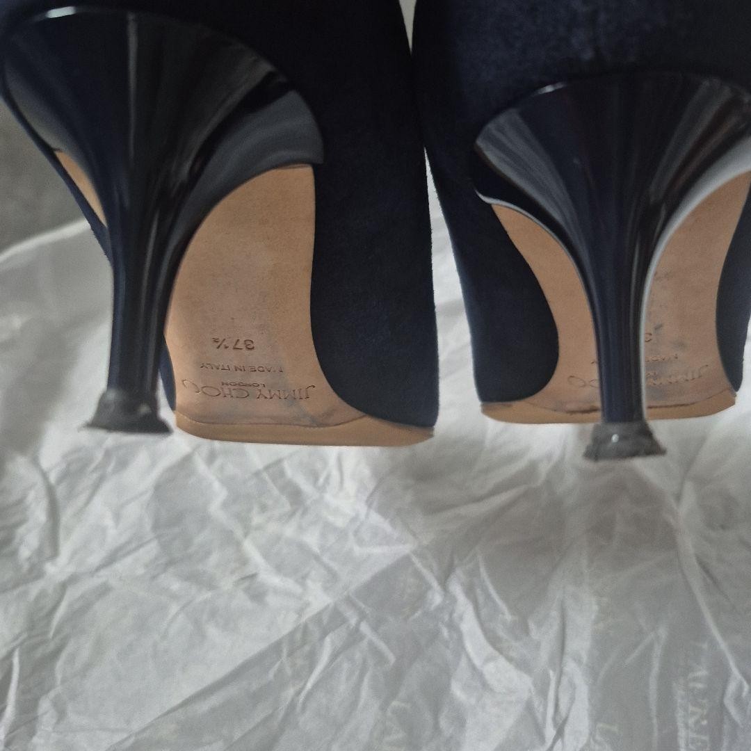JIMMY CHOO Suede Navy 37.5 Heel