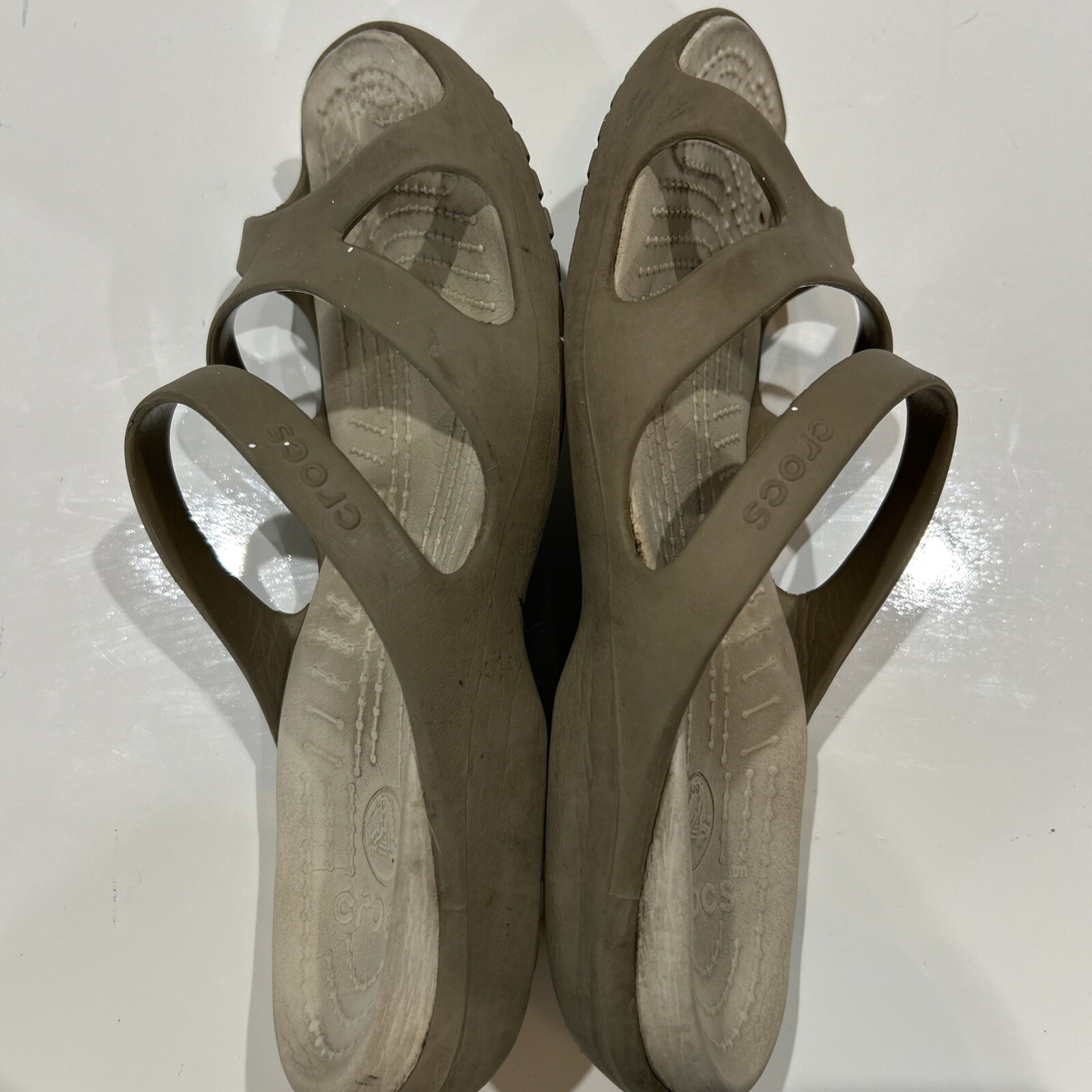 Meleen Slip On Slide Sandals Tan Synthetic Croslite Women’s 10