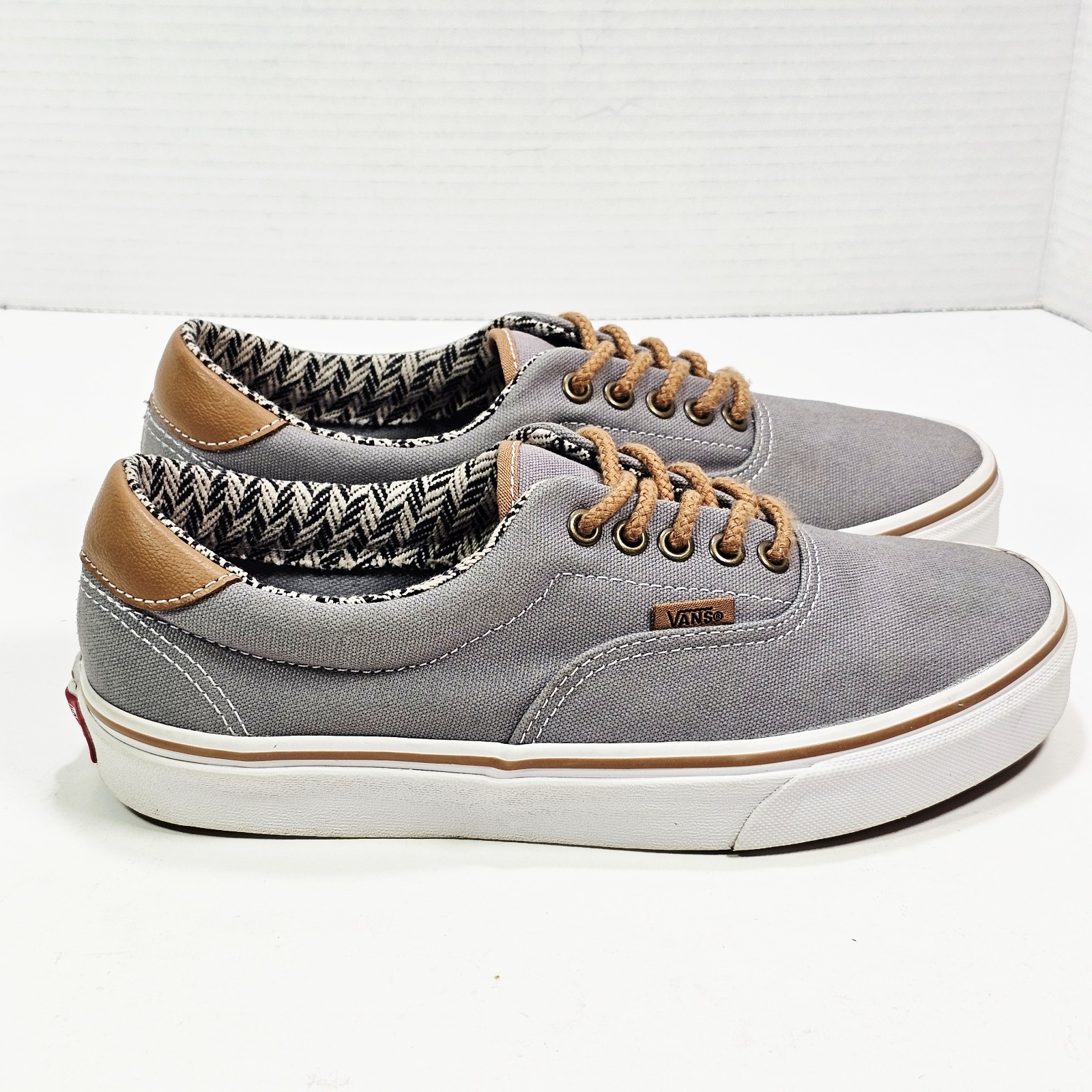 VANS Era 59 Womens 9.0 M C&L Sneakers Frost Gray Chevron Canvas Leather 500714