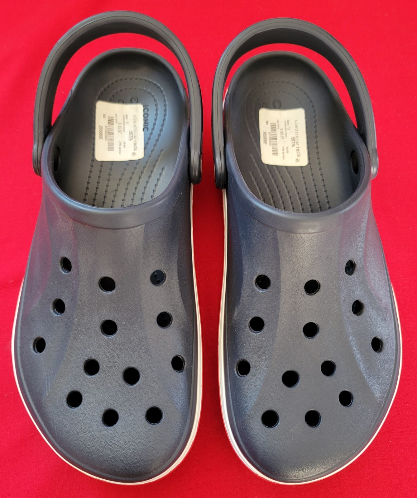 NEW Crocs Bayaband Navy Blue Red Pepper White Mules Clogs Mens-11 Womens-12.5