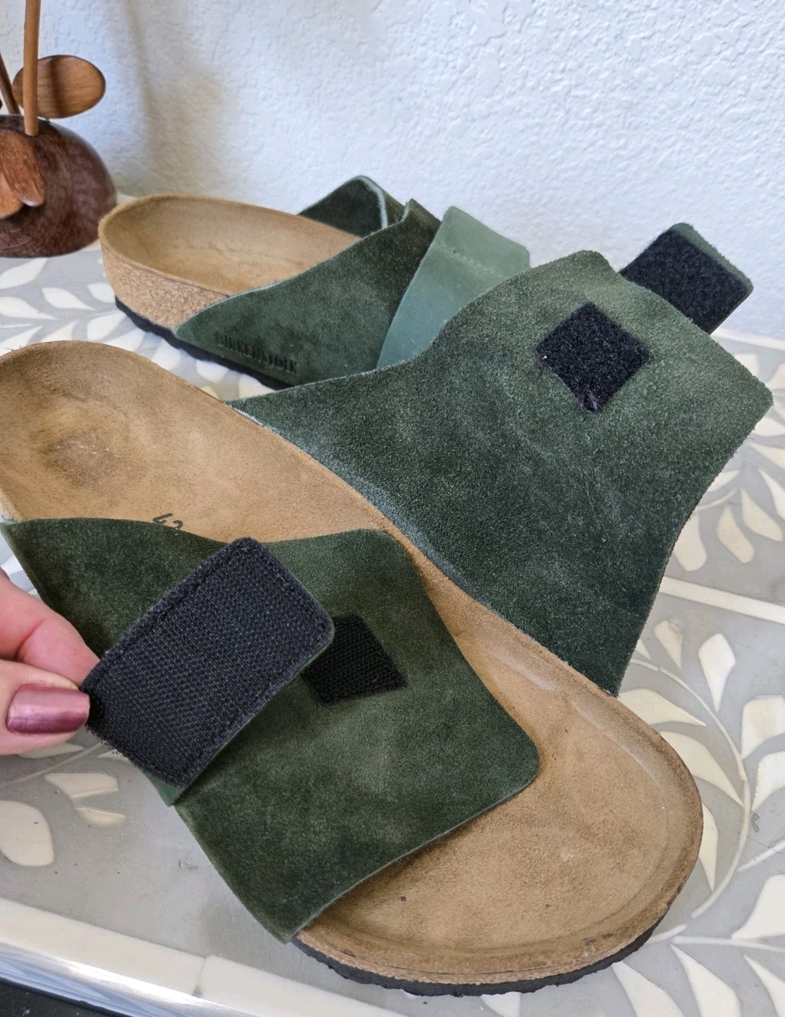 New Birkenstock Kyoto Thyme Nubuck/Suede Leather Adjustable Medium Width Sz 42