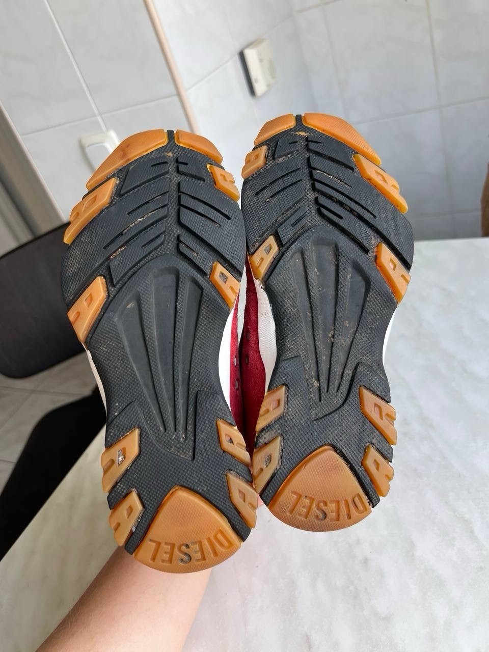 DIESEL Women’s Shoes Y2K Red Sneakers Moto Style Diesel Logo Vintage 90’s Sz 37