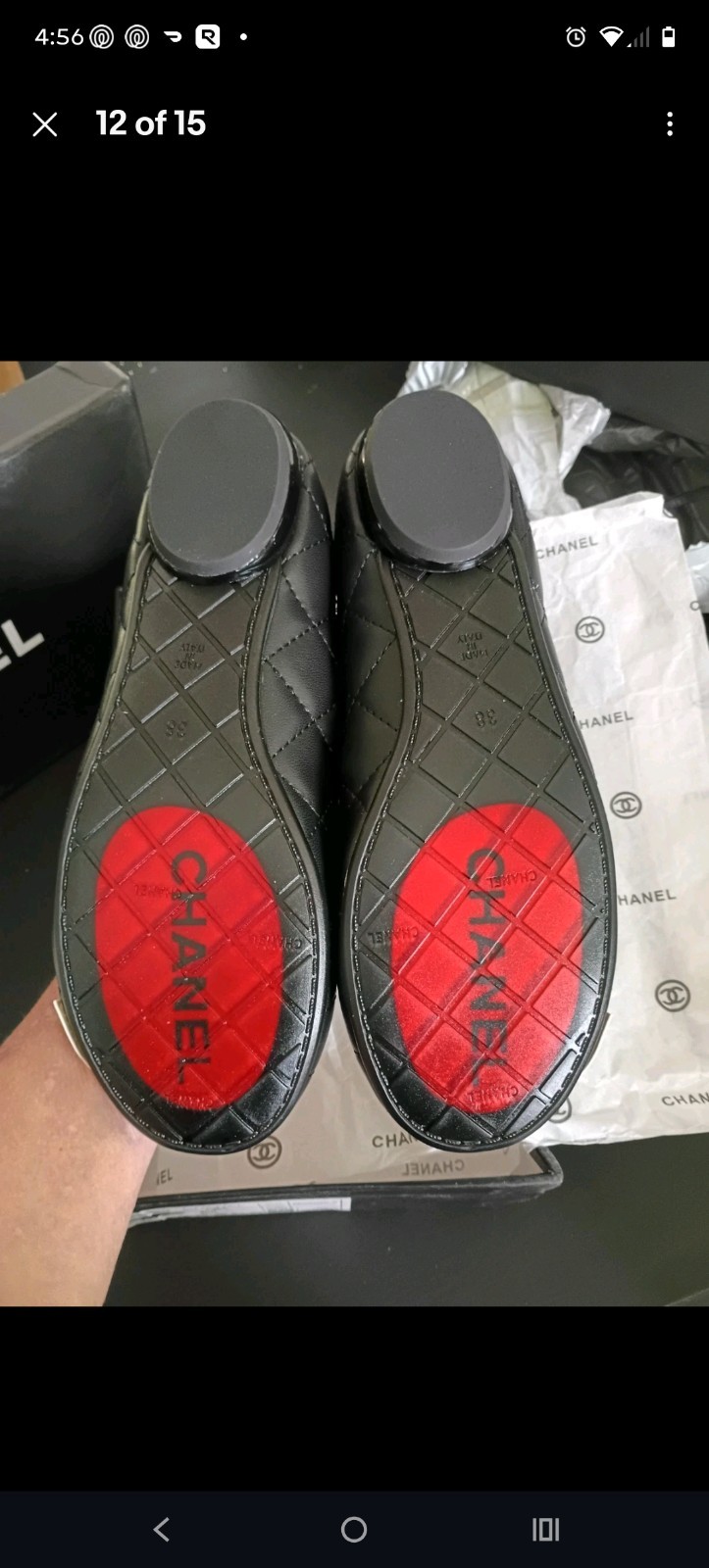 Chanel Cambon black white ballet slipper 7.5 new in box Authentic