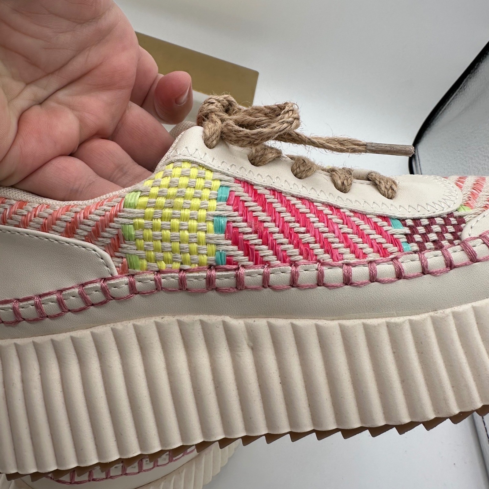 DOLCE VITA Daran Stitch Chunky Platform Wedge Sneaker Beige/Pink/Multicolor | 8