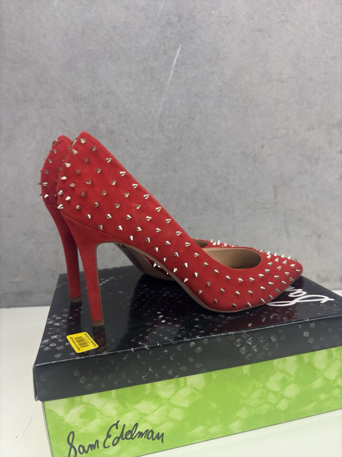 Sam Edelman Hadlee Candy Red Suede Spiked Pointed Toe Heels Pumps Womens 10 M