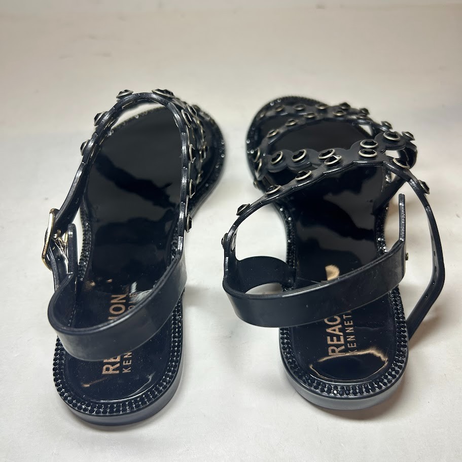 Kenneth Cole Womens 5 M Black Dahlia Jelly Jewel Strappy Flat Sandals NIB II2