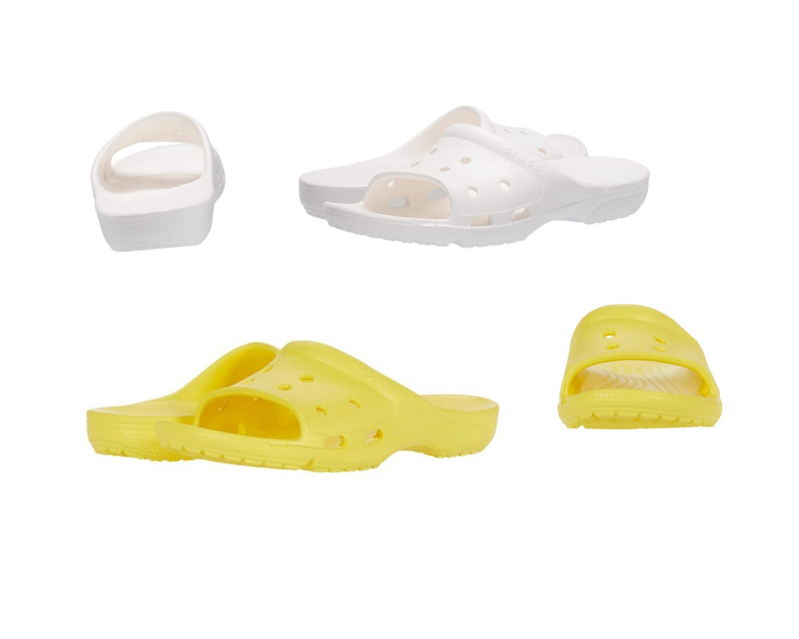 Crocs Men and Women’s Coast Slide Lemon White Standard Fit