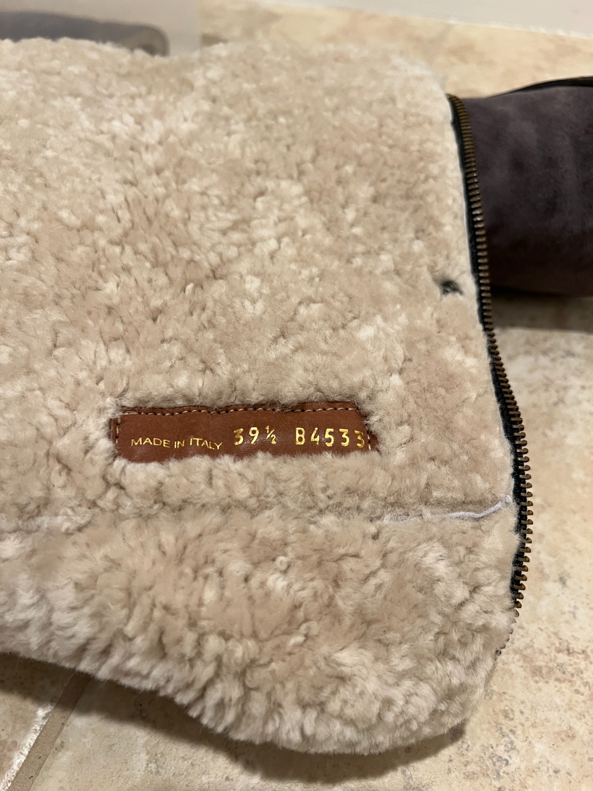 Gray Tall Suede Shearling Flat Boots 39.5 From Barneys New York
