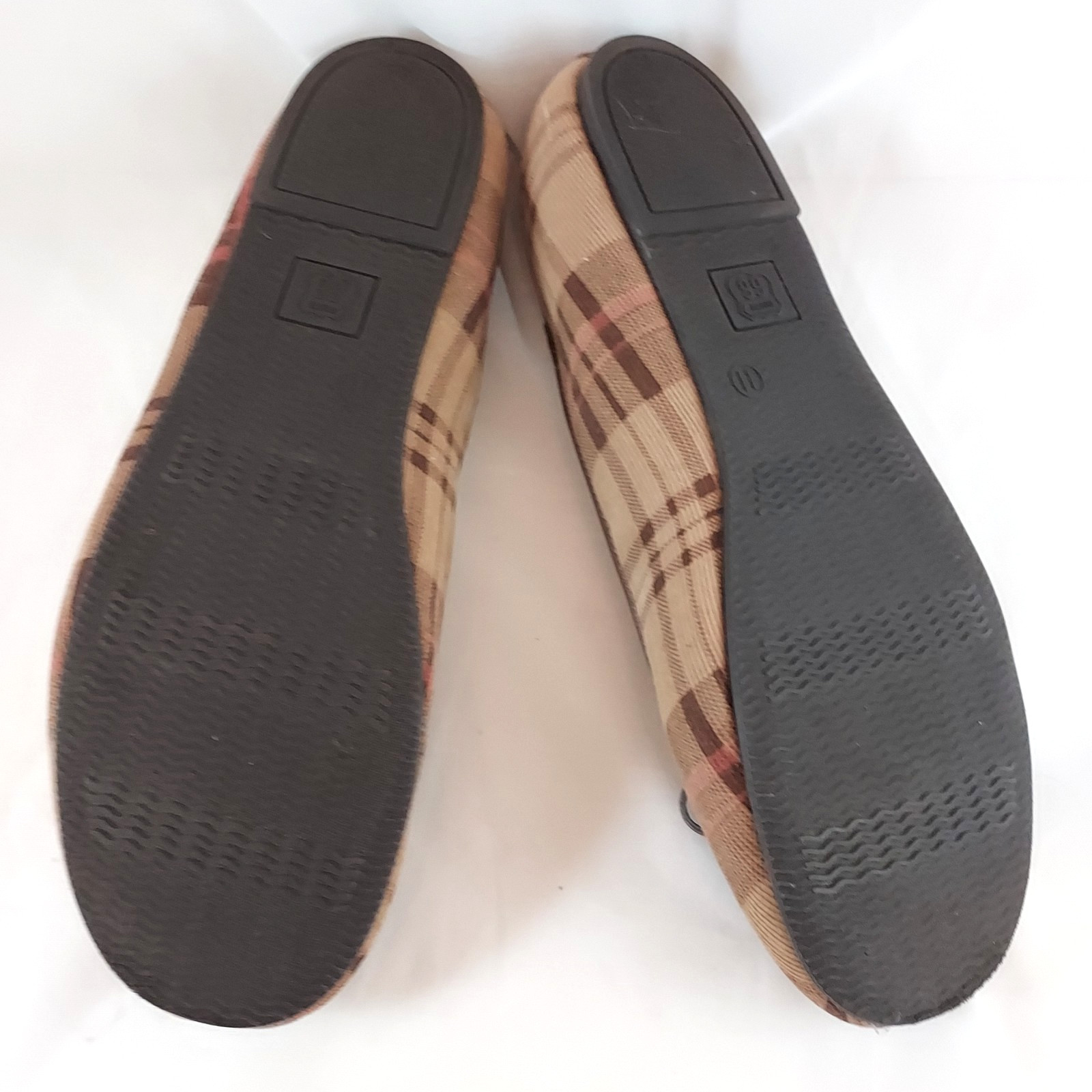 Route 66 Slip On Flats Ladies Size 11 Shoes Corduroy Plaid w Fleece Lining Bow
