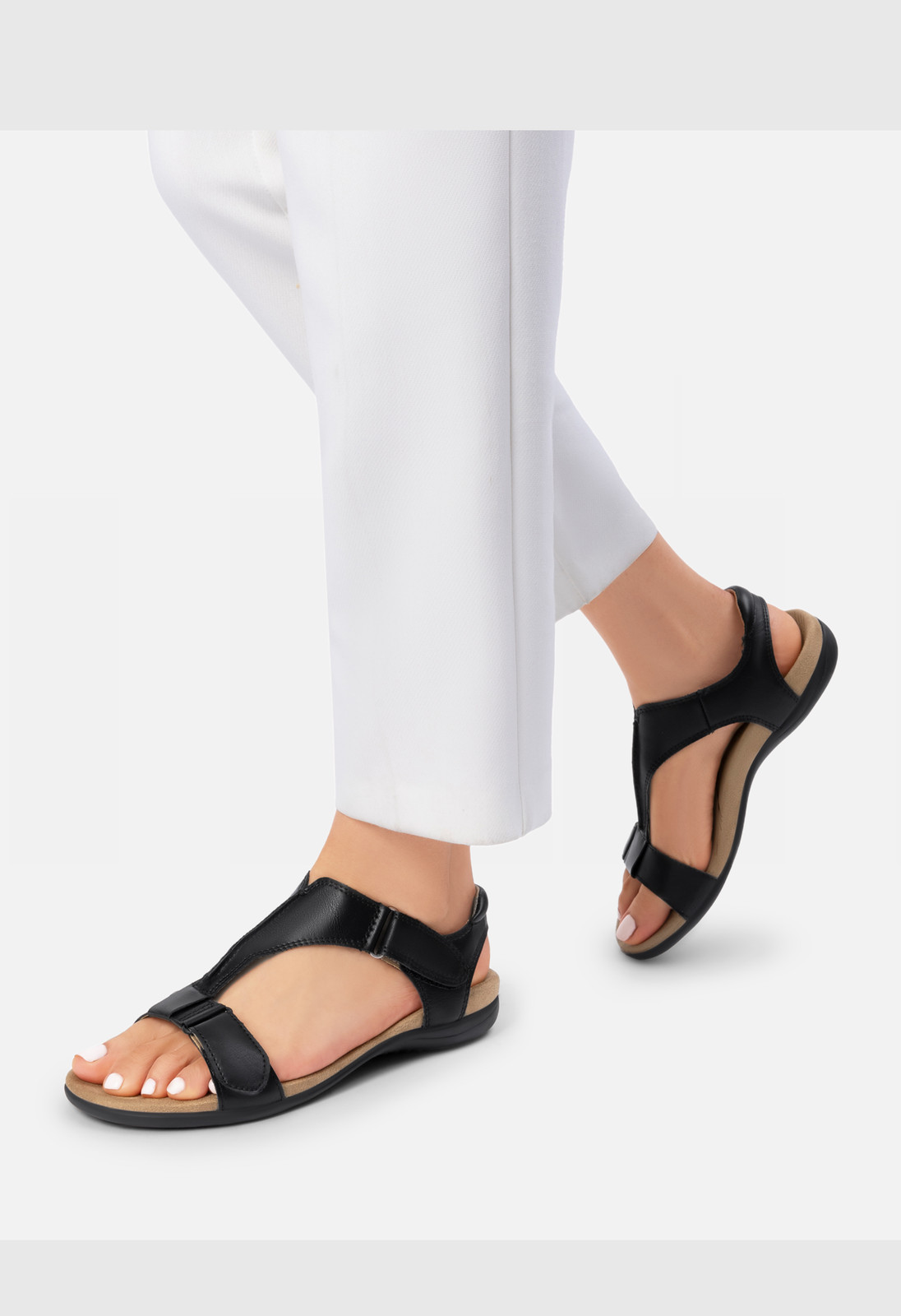Women’s Sandals Arch Support T-Strap Orthopedic Flat Summer Shoes NEW