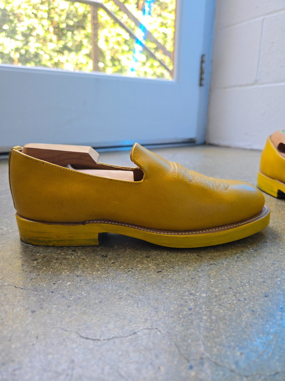 Unmarked Uma Yellow Brogue Loafers Men 5/Women 6.5 Made in Mexico Goodyear Welt