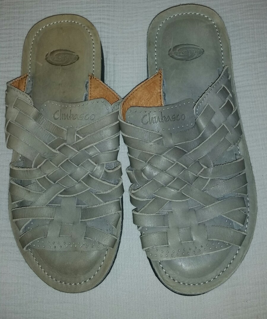 Gray Leather Sandals Strappy Woven Slip On CHUBASCO Mens 5 Womens 7 Unisex