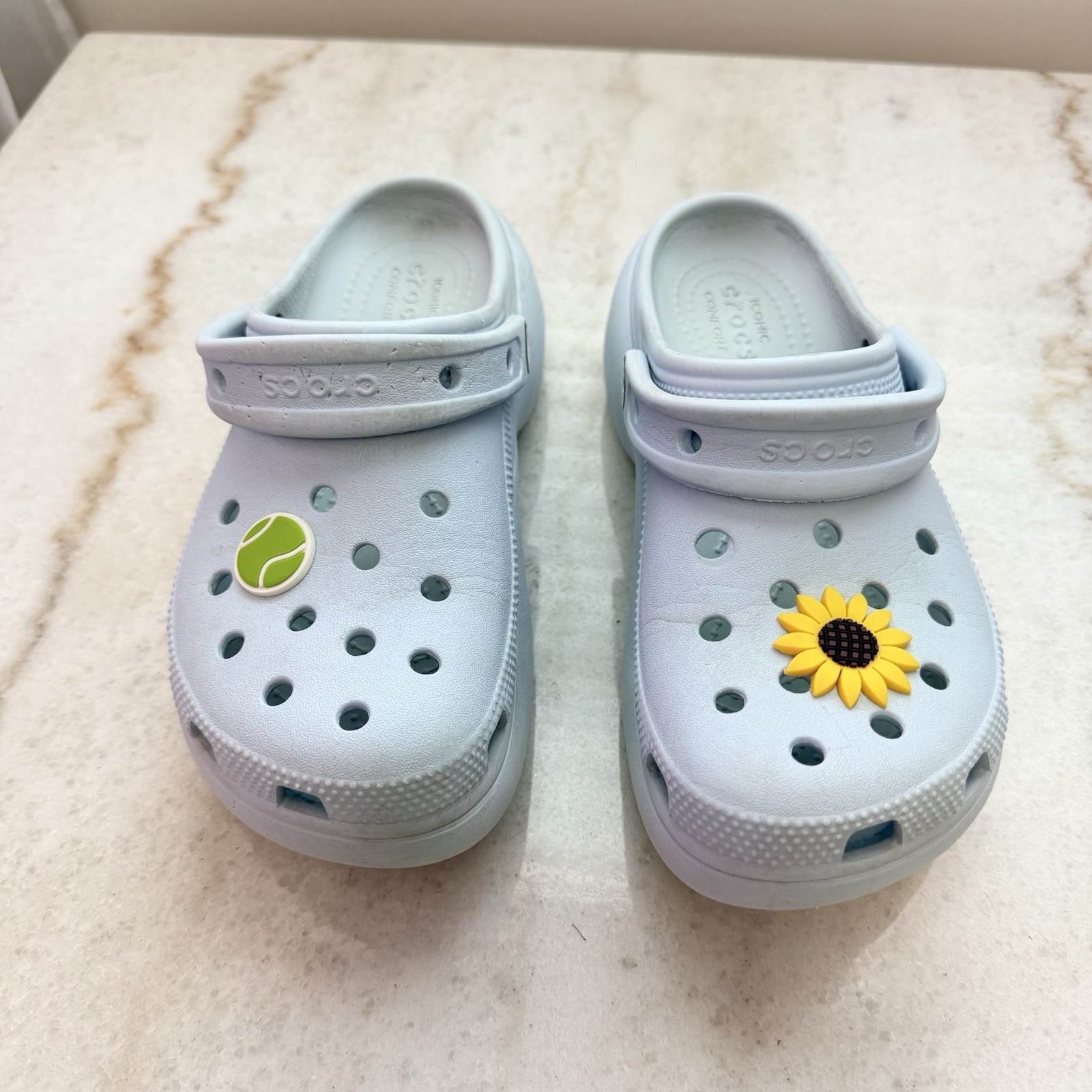 Crocs Womens Baya Platform Clog Light Blue Sz W-6 Iconic Comfort Chunky