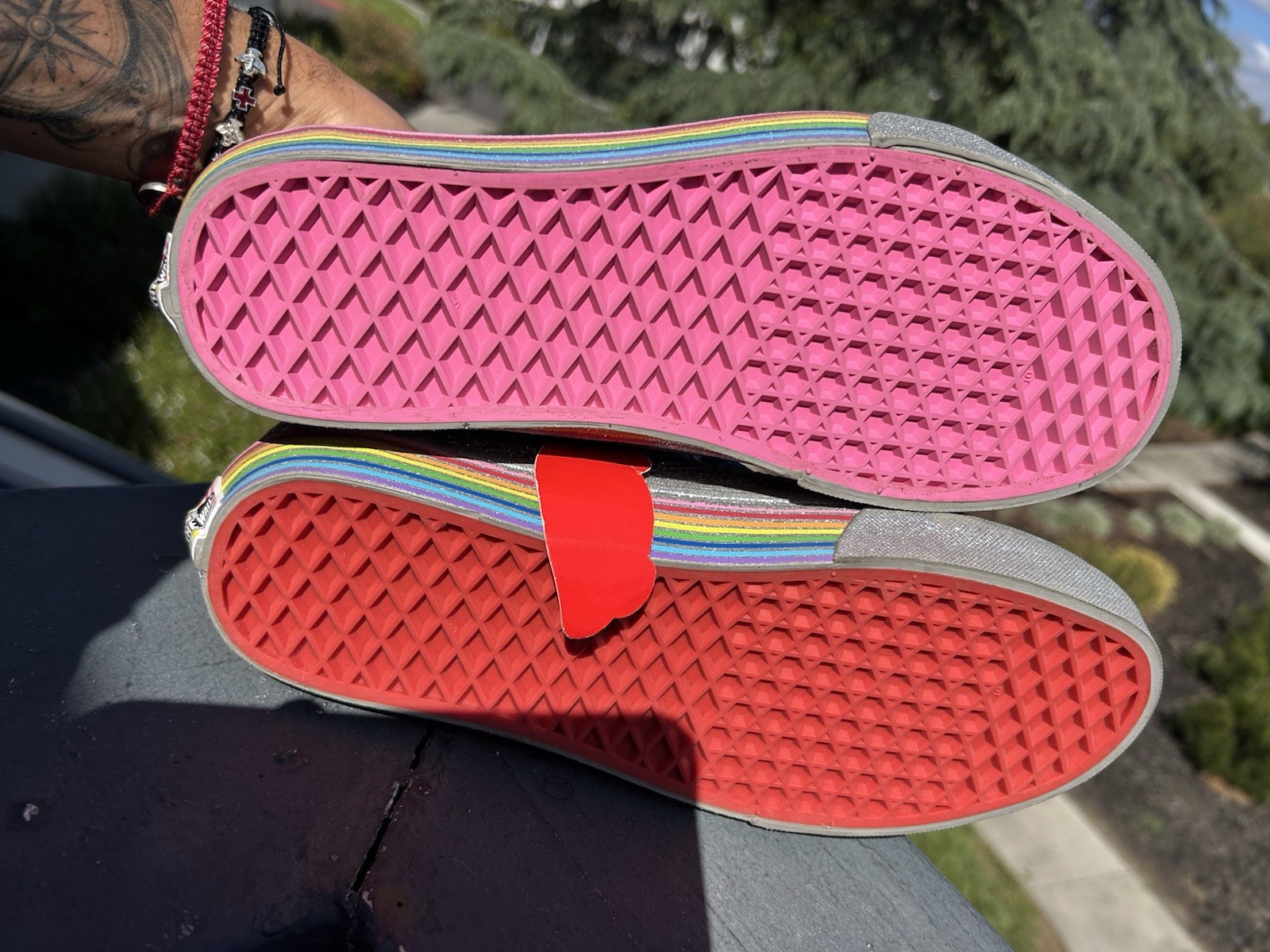 Vans x Flour Shop Old Skool Glitter Rainbow 🌈 Women’s 9.5 Hook-and-Loop Shoes