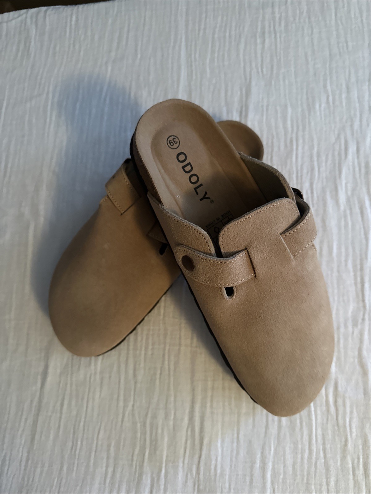 ODOLY Unisex Cork Footbed Slide Sandal Sz 38 With Arch Support