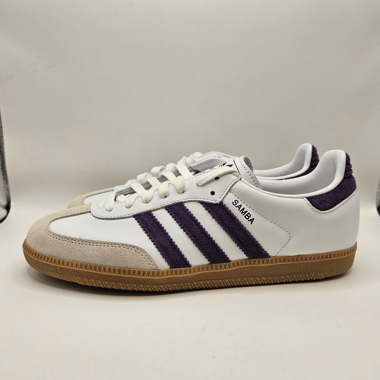 ADIDAS ORIGINALS WOMEN’S 10 SAMBA OG WHITE ALUMINA AURORA PLUM NWOB JS1392