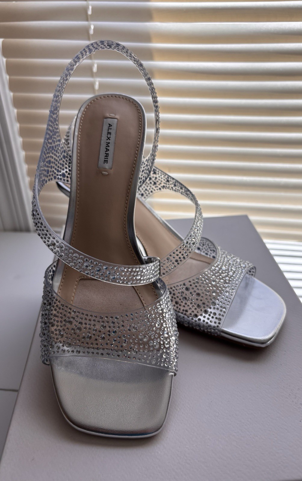 Silver Clear Rhinestone Evening Party Wedding Shoes Alex Marie Sutton